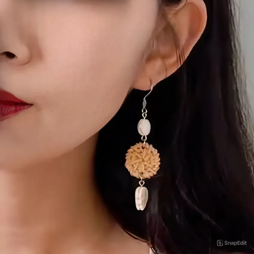 Handcrafted Moon & Leaf Earrings From Natural Rattan, Deep Connection With Nature, Earrings For Girlfriends, Vietnamese Souvenirs, Birthday Gift For Her Handcrafted Moon & Leaf Earrings From Natural Rattan, Deep Connection With Nature, Earrings For Girlfriends, Vietnamese Souvenirs, Birthday Gift For Her
