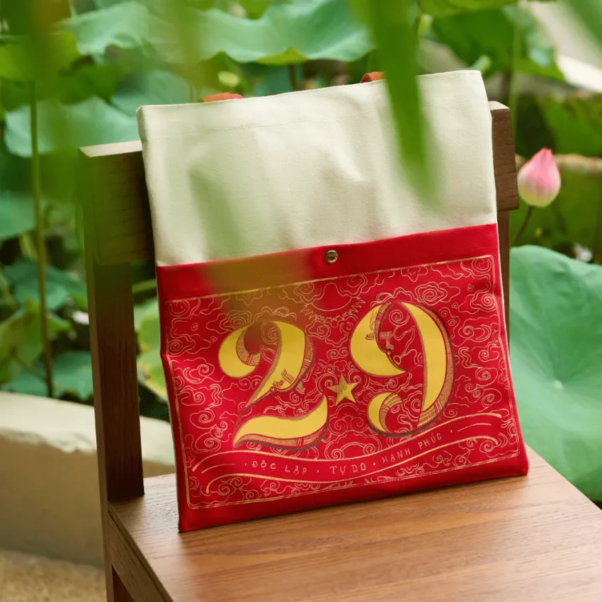 "2.9 Pride" Canvas Tote Bag With Support Flag, Vietnam National Day Spirit, National Day Collectible, Vietnamese Souvenir For Foreigner, Unique Gifts