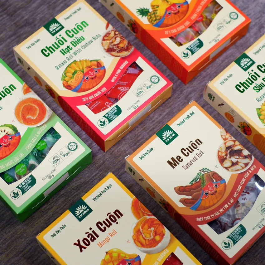 Combo Of 6 Tropical Fruit Roll Boxes, Authentic Traditional Flavor, Tropical Fruit Snack, Southern Vietnam Specialty, Healthy Gift, Gift For Colleagues