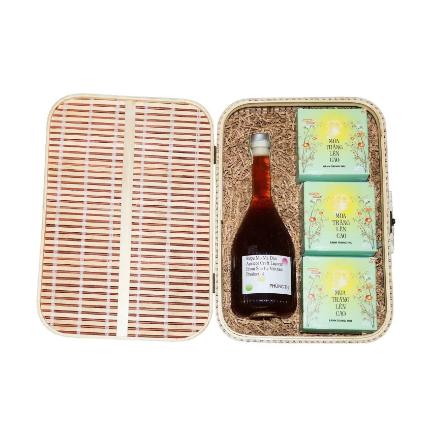 “Poetic Moon Season” Mid-Autumn Gift Box, Full Melody Of Autumn, Set Of 3 Mooncakes & Phung Thi Plum Wine, Corporate Mid-Autumn Gift, Vietnamese Gifts “Poetic Moon Season” Mid-Autumn Gift Box, Full Melody Of Autumn, Set Of 3 Mooncakes & Phung Thi Plum Wine, Corporate Mid-Autumn Gift, Vietnamese Gifts