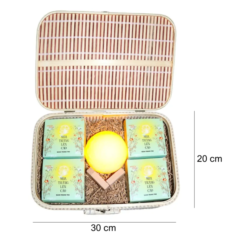 “High Moon Season" Mid-Autumn Gift Box, Radiant Moonlight, Set Of 4 Mooncakes & Moon Lamp, Corporate Mid-Autumn Gift, Moon Festival Gift, Vietnamese Gift
