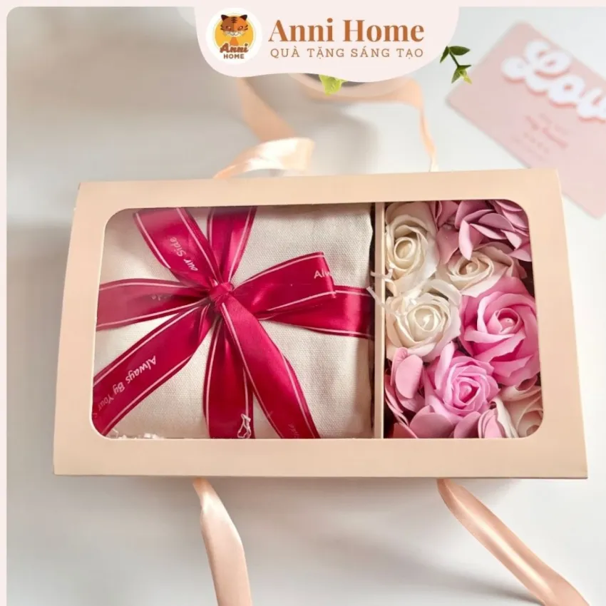 "Floral Tote" Gift Set, Memorable Women's Day Gift, Custom Tote Bag, Elegant Gift Box For Her, Gift For Women, Personalized Gift Box For Girlfriend