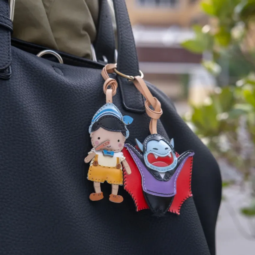 Childhood Character Leather Keychain, Hand-Painted With Care, Capturing Childhood Memories, Premium Bag Charm, Cute Keychain, Adorable Birthday Gift