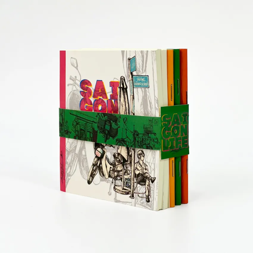 Set Of 5 Notebooks Hanoi Life - Saigon Life, 100 Pages, Stories of Vietnamese Streets, Staple-Bound Notebook, Souvenir Notebook, Vietnamese Souvenir Set Of 5 Notebooks Hanoi Life - Saigon Life, 100 Pages, Stories of Vietnamese Streets, Staple-Bound Notebook, Souvenir Notebook, Vietnamese Souvenir