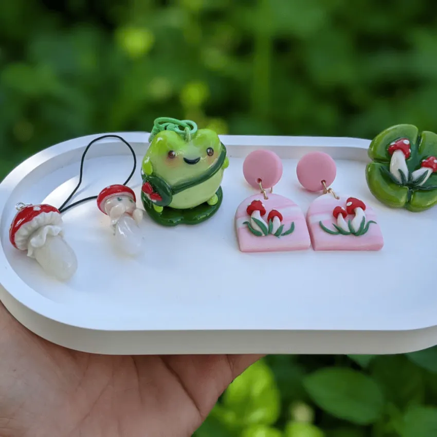 "Lovely Garden" Clay Gift Combo, Set Of Keychain & Earrings, Hipper & Phone Charm, Cute Handmade Accessories, Vietnamese Souvenir, Birthday Gifts "Lovely Garden" Clay Gift Combo, Set Of Keychain & Earrings, Hipper & Phone Charm, Cute Handmade Accessories, Vietnamese Souvenir, Birthday Gifts