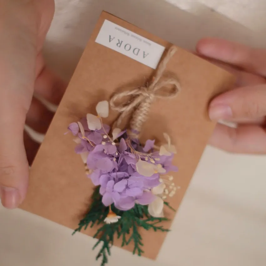 Rustic Styled Dried Flowers Gift Card, Corporate Gift