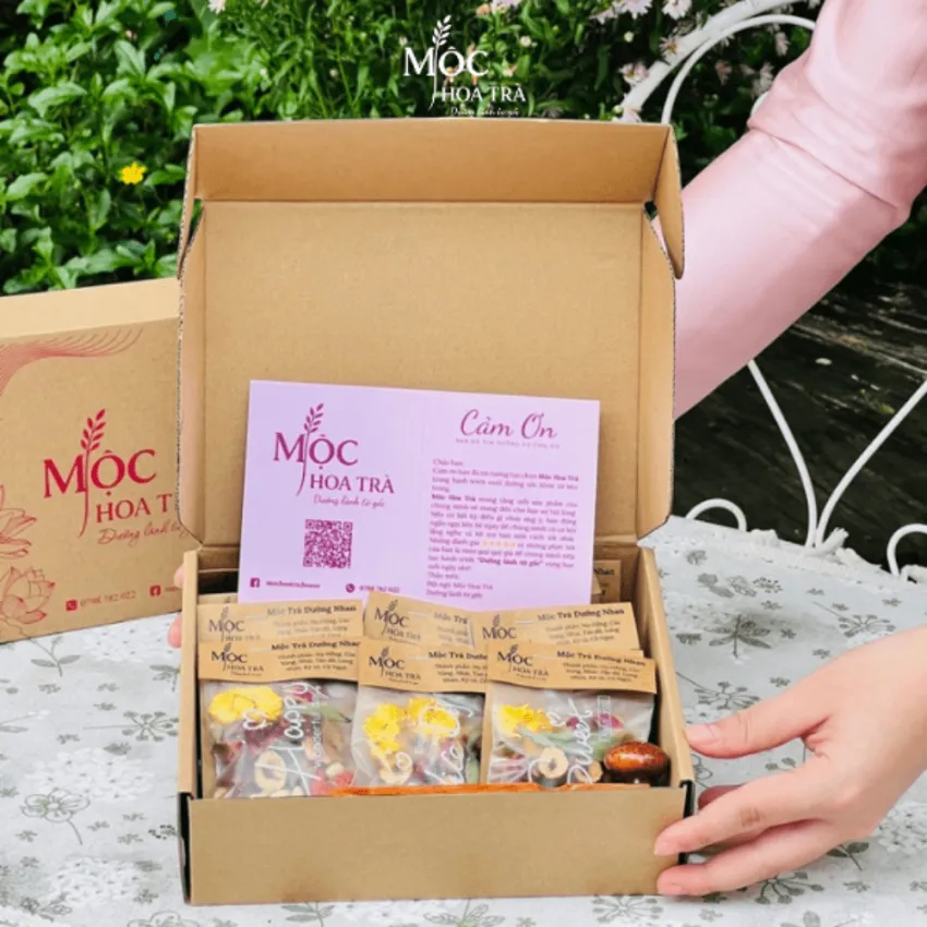 Mộc Trà Dưỡng Nhan, Trà Hoa Thảo Mộc Thiên Nhiên 7 Vị, Đẹp Da, Dưỡng Khí Huyết, Chia Phần Tiện Lợi, Trà Sấy Lạnh Nguyên Chất, Quà Cho Nữ, Quà 20/10