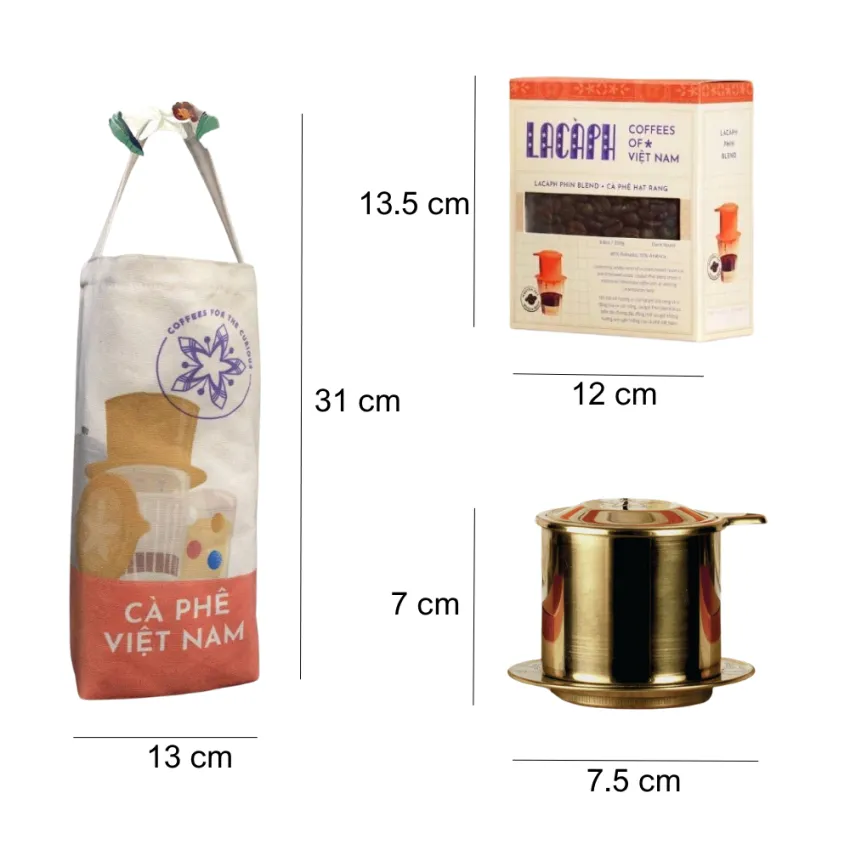 Set Quà "Cà Phê Việt Nam", Cà Phê Pha Phin Kèm Phin & Túi Tote Canvas, Hương Vị Bản Sắc, Cà Phê Phin Blend, Quà Cho Người Nước Ngoài, Quà Lưu Niệm Việt Nam