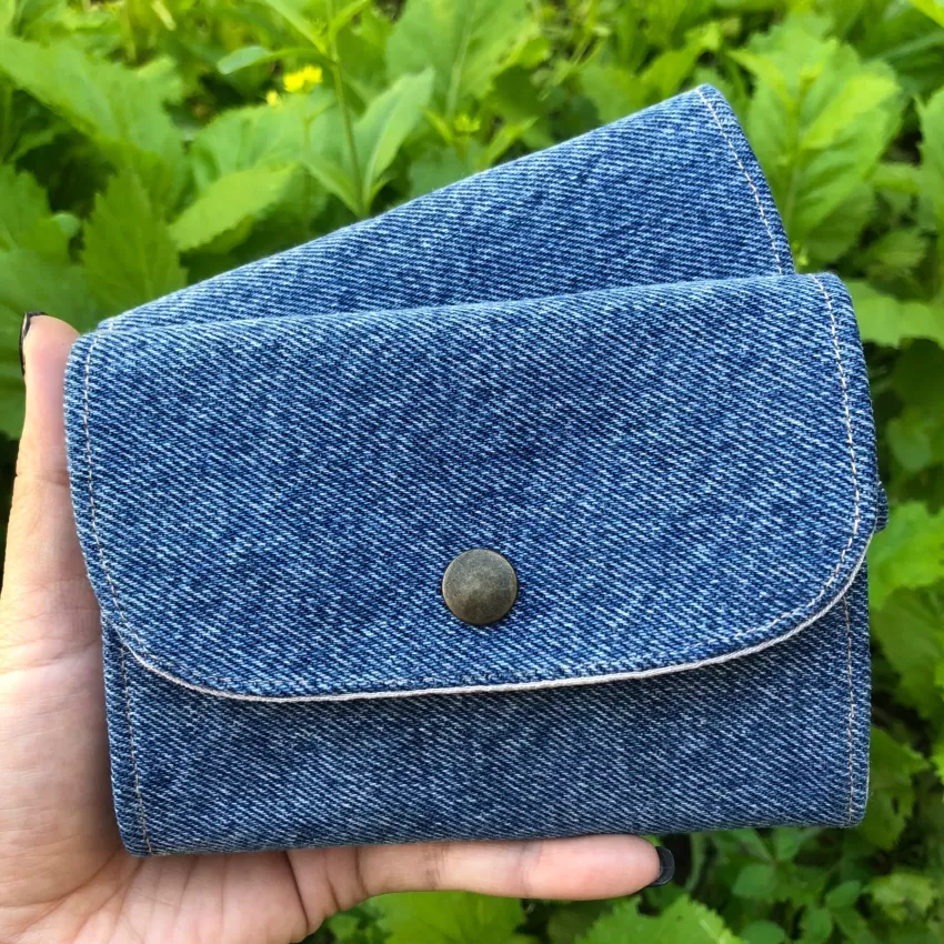 Handmade Mini Denim Wallet - 3 Compartments - Cute Women's Day Gift