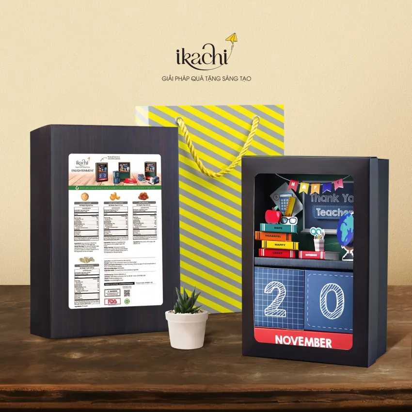 "Enlightenment" personalized gift box creates creative tribute to honor educators with desk calendar featuring 3D pages and premium sweets confectionery gift set as meaningful gift for teachers. "Enlightenment" personalized gift box creates creative tribute to honor educators with desk calendar featuring 3D pages and premium sweets confectionery gift set as meaningful gift for teachers.