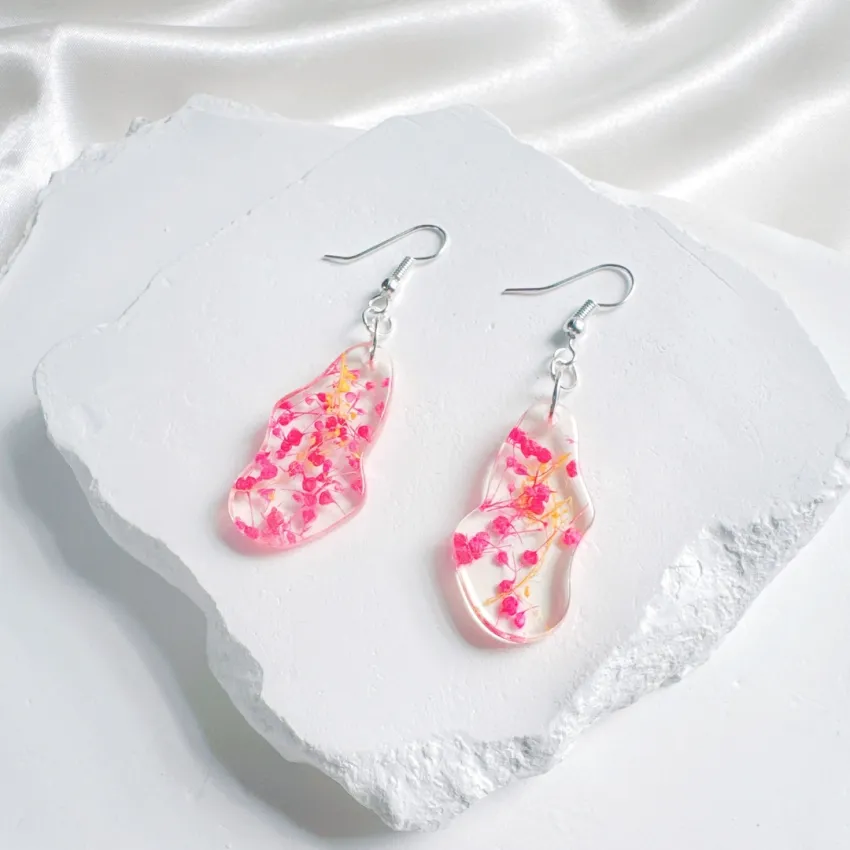 Resin Flower Rain earrings with real dried flowers colors perfectly preserved, handcrafted handmade jewelry as birthday gift for her" Resin Flower Rain earrings with real dried flowers colors perfectly preserved, handcrafted handmade jewelry as birthday gift for her"