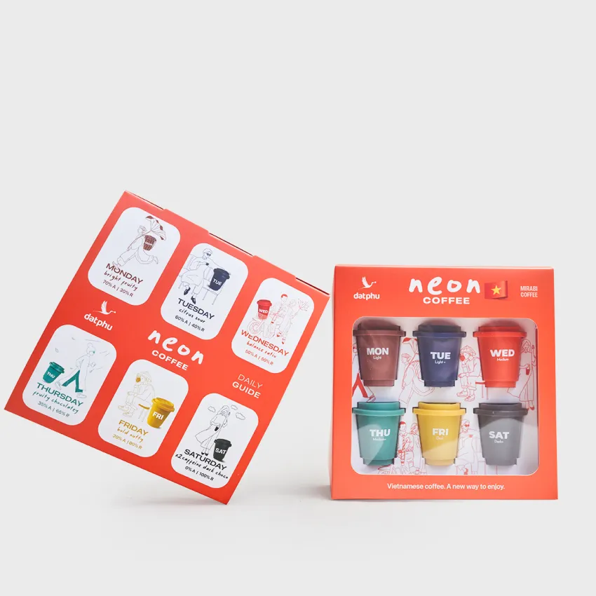 Neon coffee box 6 capsules convenient packaging for busy week, freeze-dried coffee 6 different flavors cold water brewing as Vietnamese gift Neon coffee box 6 capsules convenient packaging for busy week, freeze-dried coffee 6 different flavors cold water brewing as Vietnamese gift