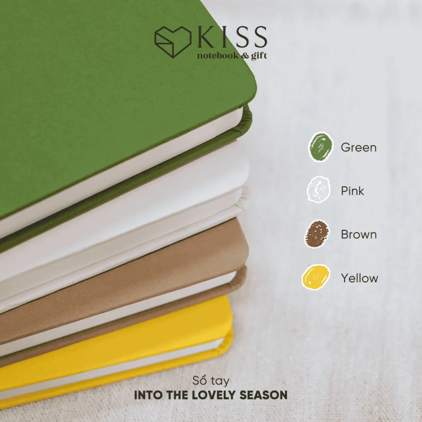 Sổ tay "Into The Lovely Seasons" bìa trơn, bước vào mùa hè tươi mới—sổ nhật ký cao cấp bìa cứng, quà lưu niệm Việt Nam, quà tốt nghiệp độc đáo.