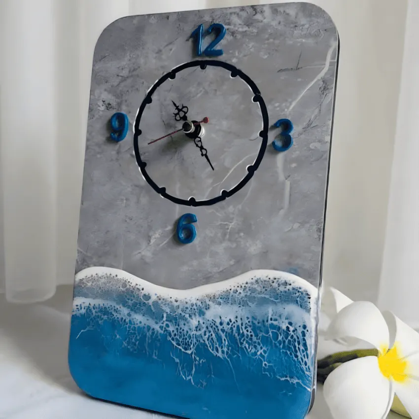 Đồng hồ sóng biển để bàn epoxy resin đính chữ theo yêu cầu sóng vỗ tràn cảm hứng, đồng hồ để bàn trang trí nhà cửa quà tân gia cá nhân hóa Đồng hồ sóng biển để bàn epoxy resin đính chữ theo yêu cầu sóng vỗ tràn cảm hứng, đồng hồ để bàn trang trí nhà cửa quà tân gia cá nhân hóa