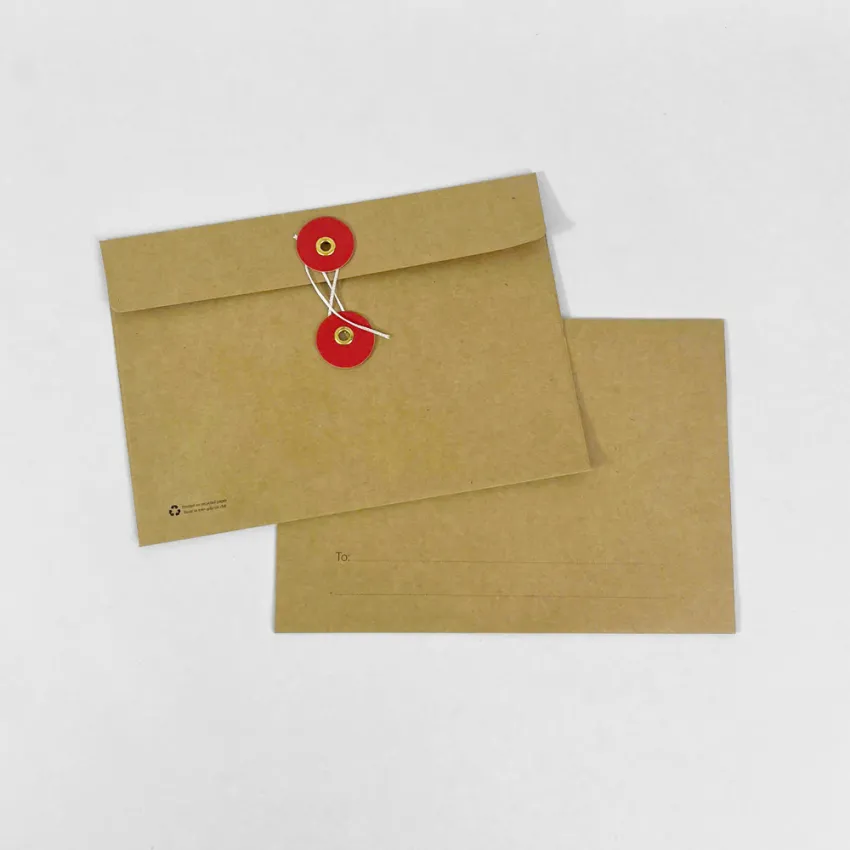 Set 10 bao thư giấy kraft A5 có nút cột, phong bì hoài cổ sang trọng, quà tặng thủ công tiện dụng.