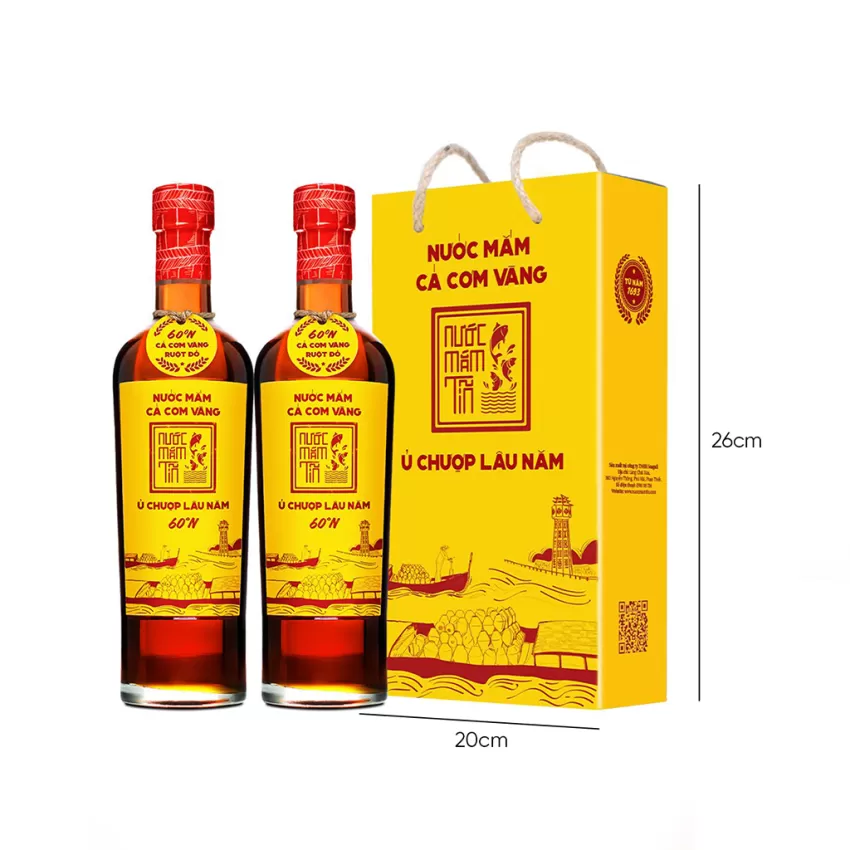 [Free 1 Pouring Pot] Set of 2 60N Tin First Press Golden Fish Sauce Glass Bottles