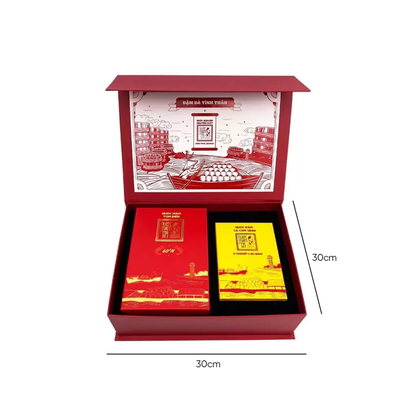 [Free 1 Pouring Pot] “Đậm Đà Tình Thân” Gift Box With 2 Kinds of Tin Fish Sauce, Corporate Gift