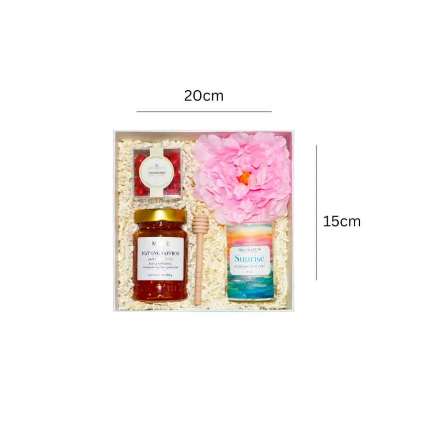 Set Quà "Happy Inside", Làm Đẹp Cho Cơ Thể Và Tinh Thần, Hộp Quà 8/3 Với Mật Ong & Nến Thơm, Quà Sinh Nhật Cho Nữ, Hộp Quà Nữ tính, Quà Cho Nữ
