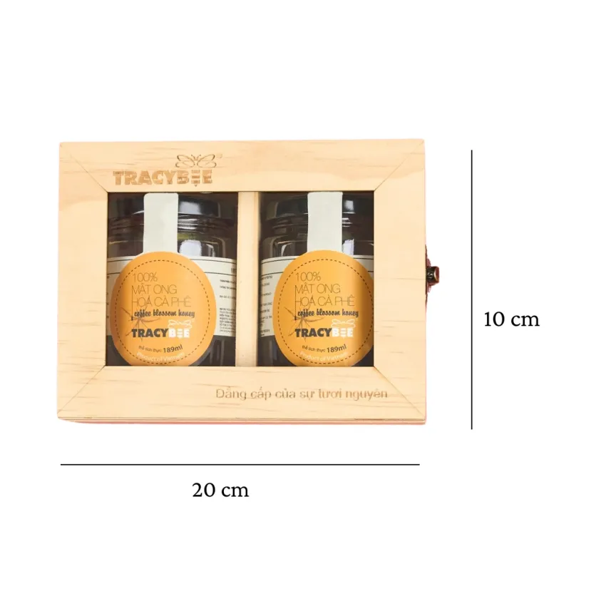 Pure Coffee Blossom Honey Duo Gift Box, Sweetness & Sophistication, Luxurious Wooden Gift Box, Real Honey From Coffee Orchards, Health Gift Set
