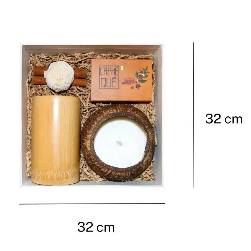 Hộp Quà "Nature Touch", Chạm Nhẹ Vào Tinh Hoa Thiên Nhiên, Set Quà Nến Thơm Dừa Cùng Cốc Tre & Xà Phòng, Quà Tặng Thân Thiện Môi Trường, Quà Xanh Hộp Quà "Nature Touch", Chạm Nhẹ Vào Tinh Hoa Thiên Nhiên, Set Quà Nến Thơm Dừa Cùng Cốc Tre & Xà Phòng, Quà Tặng Thân Thiện Môi Trường, Quà Xanh