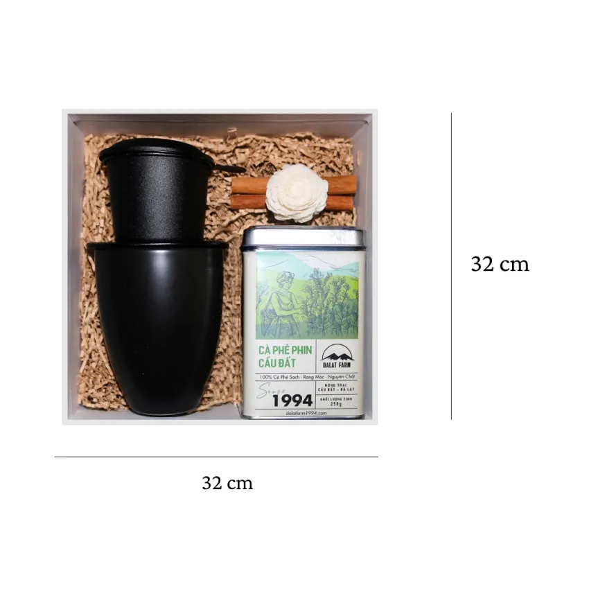 "Coffee Phin" Gift Box, Vietnamese Coffee Masterpiece, Cau Dat Coffee Set with Filter & Cup, Specialty Gift, Premium Gift Set, Unique Birthday Gift "Coffee Phin" Gift Box, Vietnamese Coffee Masterpiece, Cau Dat Coffee Set with Filter & Cup, Specialty Gift, Premium Gift Set, Unique Birthday Gift