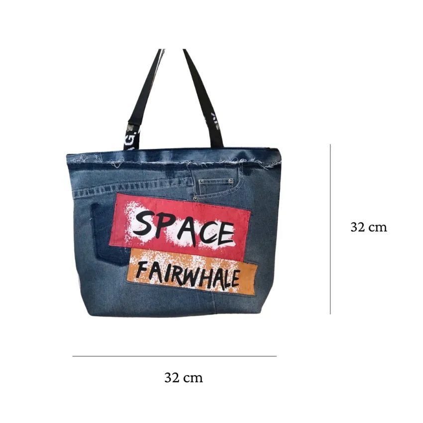 Space Tote Bag From OId Jeans, Vibrant Imprint Of Modern Fashion, Recycled Denim Handbag, Fashion Accessory, Impressive Birthday Gift, Handmade Gift Space Tote Bag From OId Jeans, Vibrant Imprint Of Modern Fashion, Recycled Denim Handbag, Fashion Accessory, Impressive Birthday Gift, Handmade Gift
