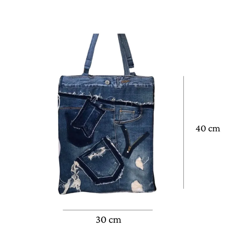 Túi Tote Dáng Mỏng Từ Jeans Tái Chế, Phối Vải Ấn Tượng Không Đụng Hàng, Túi Xách Thời Trang Độc Đáo, Phụ Kiện Thời Trang Bền Vững, Quà Tặng Thủ Công Túi Tote Dáng Mỏng Từ Jeans Tái Chế, Phối Vải Ấn Tượng Không Đụng Hàng, Túi Xách Thời Trang Độc Đáo, Phụ Kiện Thời Trang Bền Vững, Quà Tặng Thủ Công