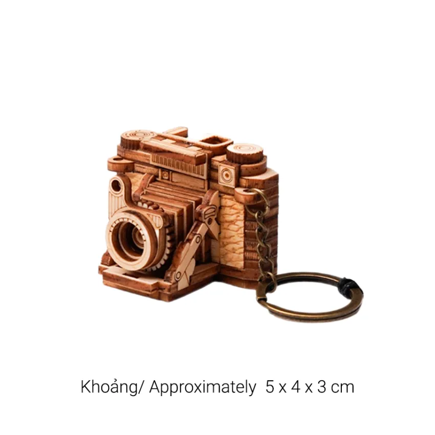 Móc khóa gỗ hình camera Zeiss Ikon Super Ikonta tái hiện trọn vẹn nét cổ điển, móc khóa gỗ thật thủ công gọn nhẹ quà lưu niệm độc nhất