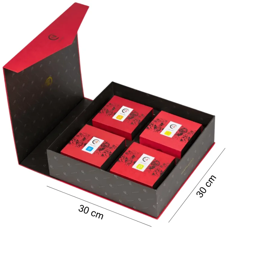 "Prosperity" Tea Gift Box Embossed Art Paper, Countless Delicious Tea Flavors, Vietnamese Tea Gift Set, Dong Ho Painting Box With Bag, Corporate Gift
