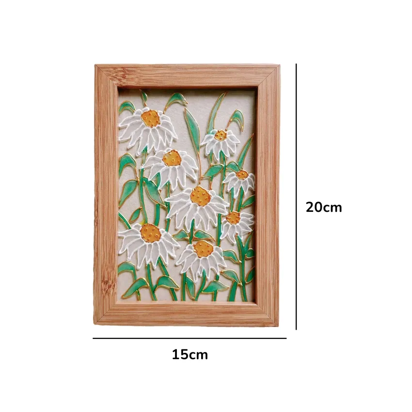 Khung tranh hoa cúc thủy tinh từ resin nét đẹp tinh khiết mỗi ngày, tranh resin nghệ thuật trang trí nhà cửa quà tân gia tinh tế sinh nhật