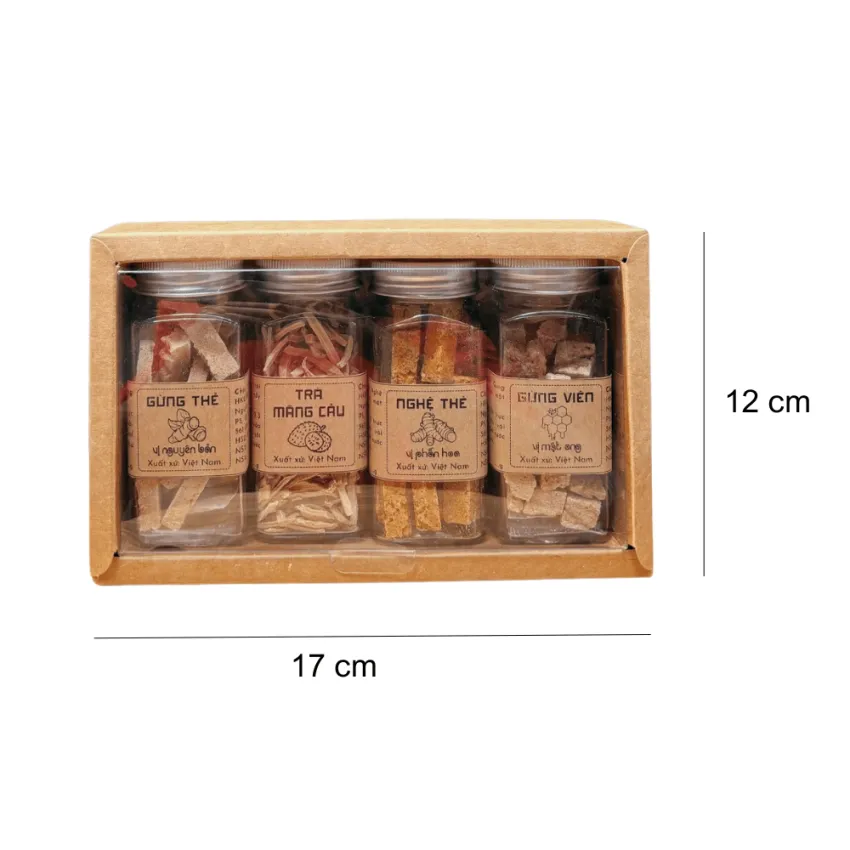 Set Quà 4 Hũ Thảo Mộc Gừng & Nghệ Cùng Trà Mãng Cầu, Đủ Đầy Hương Vị Yêu Thương, Hũ Thủy Tinh Tiện Lợi, Quà Tặng Đặc Sản Việt Nam, Set Quà Sức Khỏe Set Quà 4 Hũ Thảo Mộc Gừng & Nghệ Cùng Trà Mãng Cầu, Đủ Đầy Hương Vị Yêu Thương, Hũ Thủy Tinh Tiện Lợi, Quà Tặng Đặc Sản Việt Nam, Set Quà Sức Khỏe