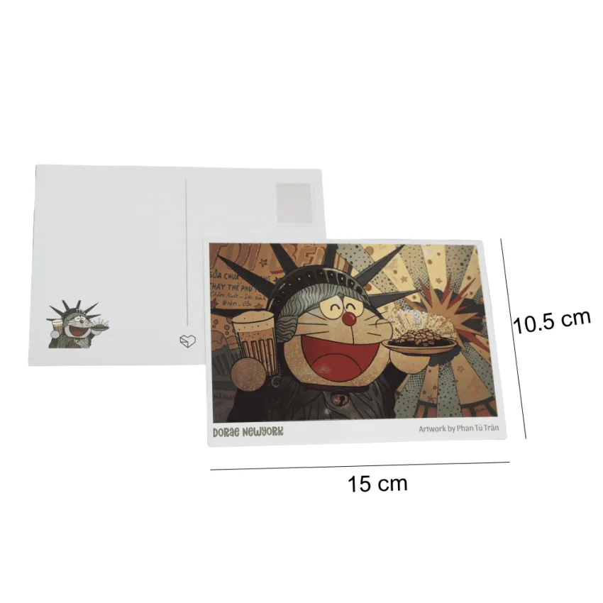 Postcard "Phái Sinh Tái Sinh" với artwork của Phan Tú Trân, cuộc đối thoại thú vị của nghệ thuật—bưu thiếp nghệ thuật, văn phòng phẩm, quà lưu niệm Việt Nam.
