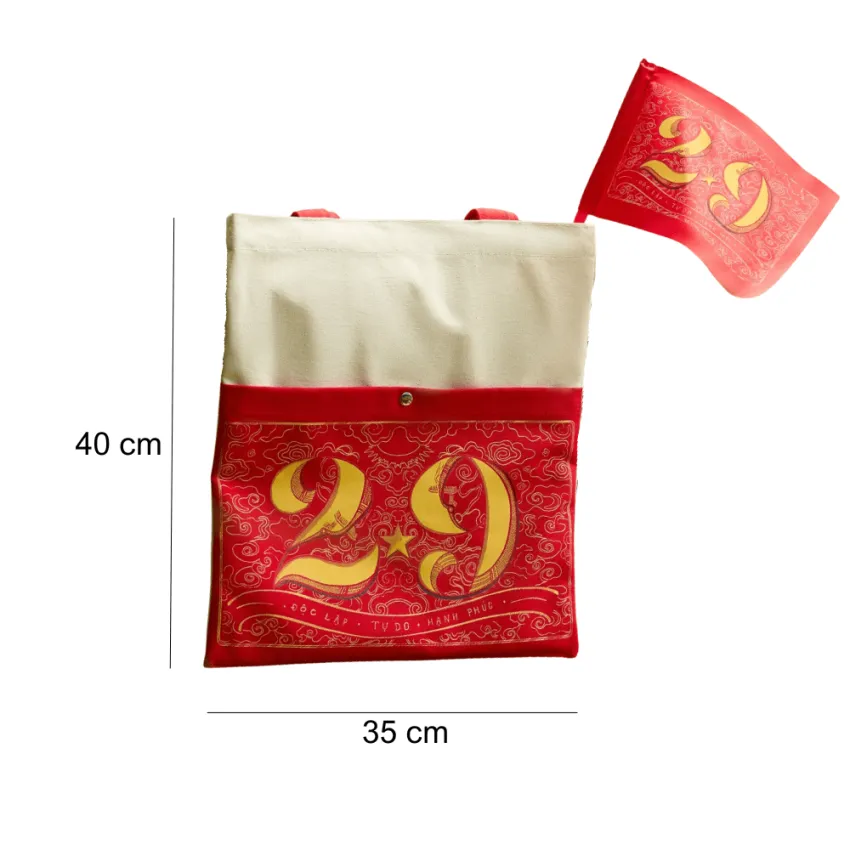 "2.9 Pride" canvas tote bag with support flag, celebrating Vietnam National Day spirit, a collectible souvenir and unique gift for foreigners.