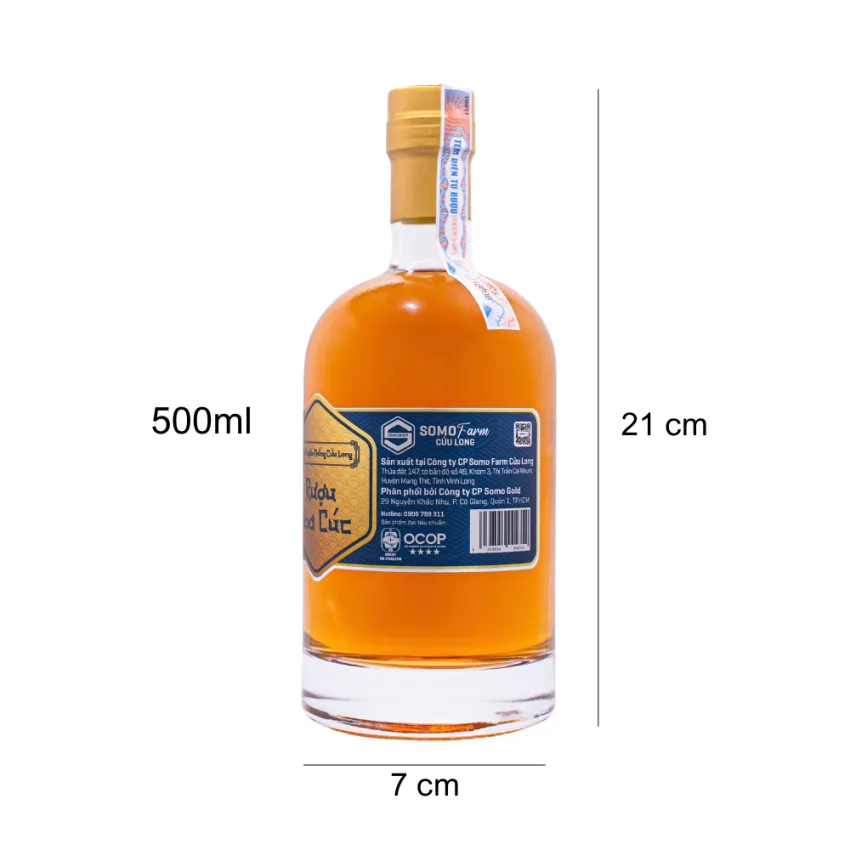 Cuu Long Traditional Chrysanthemum Rice Wine 500ml, Rich Over Time, Chrysanthemum Liquor, Delightful Flavor, Vietnamese Corporate Gift, Vietnamese Wine
