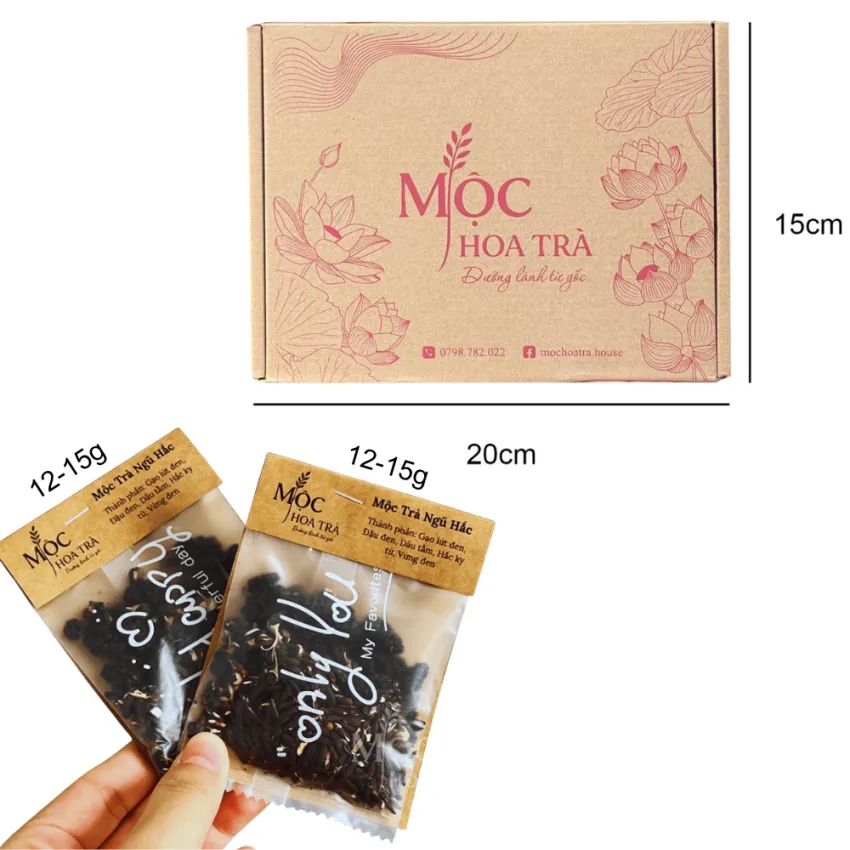 Mộc Trà Ngũ Hắc với 5 loại thảo mộc sấy lạnh giúp dưỡng tóc đen mượt, khỏe dài, dễ pha chế và thích hợp làm quà chăm sóc sắc đẹp cho nữ.