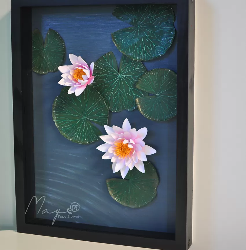 Paper Flower Painting, “Khe Cham” MAYPAPERFLOWER Wooden Frame of 30 x 40cm, Corporate Gift