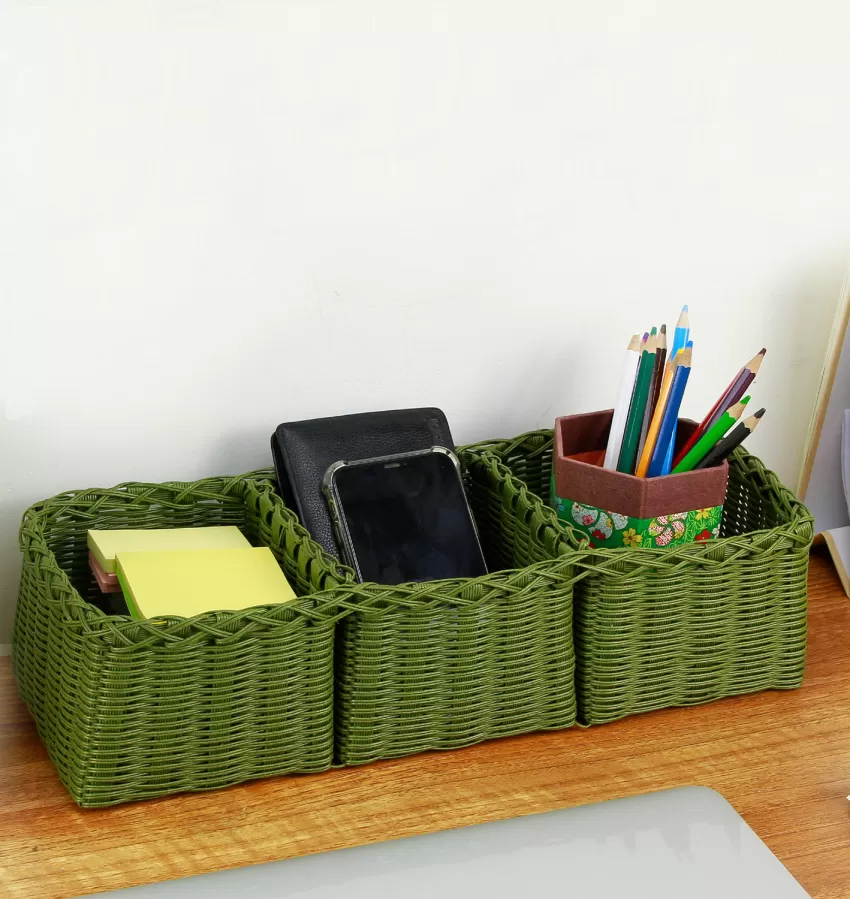 Matcha Green 3-Compartment Tank Tray, Wide and Deep Compartments, Made from Recycled Paper Fiber, Sustainable Product