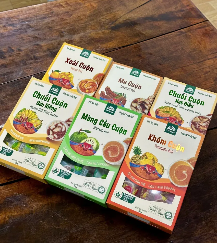 Combo Of 6 Tropical Fruit Roll Boxes, Authentic Traditional Flavor, Tropical Fruit Snack, Southern Vietnam Specialty, Healthy Gift, Gift For Colleagues Combo Of 6 Tropical Fruit Roll Boxes, Authentic Traditional Flavor, Tropical Fruit Snack, Southern Vietnam Specialty, Healthy Gift, Gift For Colleagues